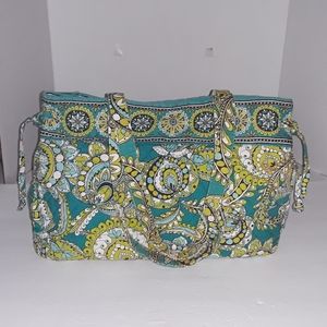 Vera Bradley Paisley Peacock Side Tie Shoulder Bag / Tote - EUC